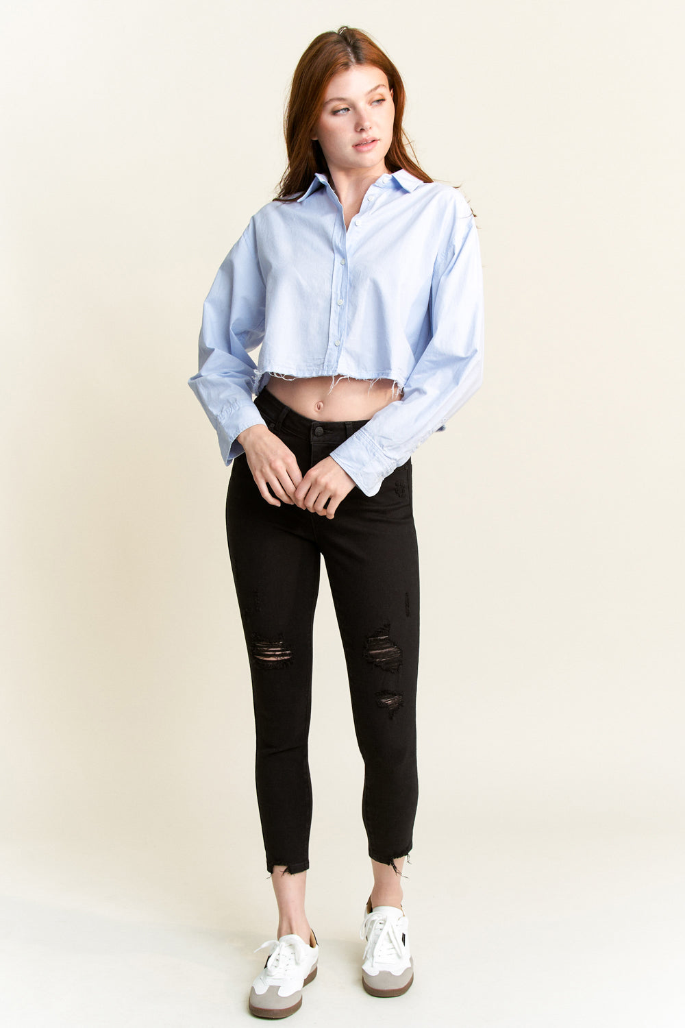 High Rise Distressed Skinny Jeans