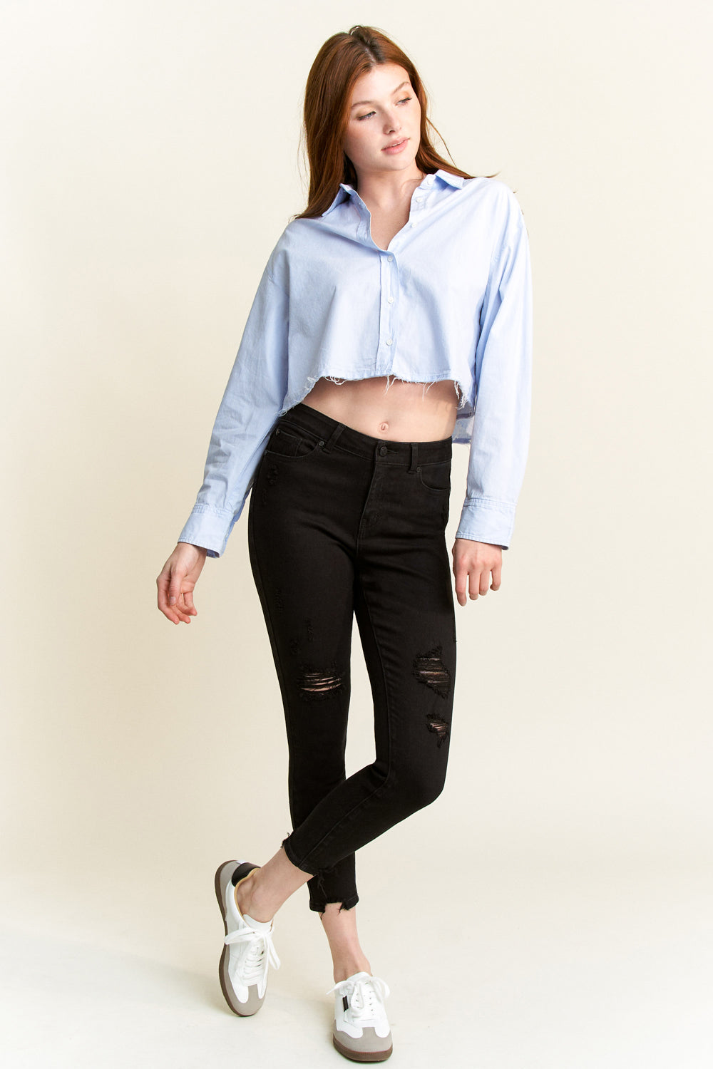 High Rise Distressed Skinny Jeans