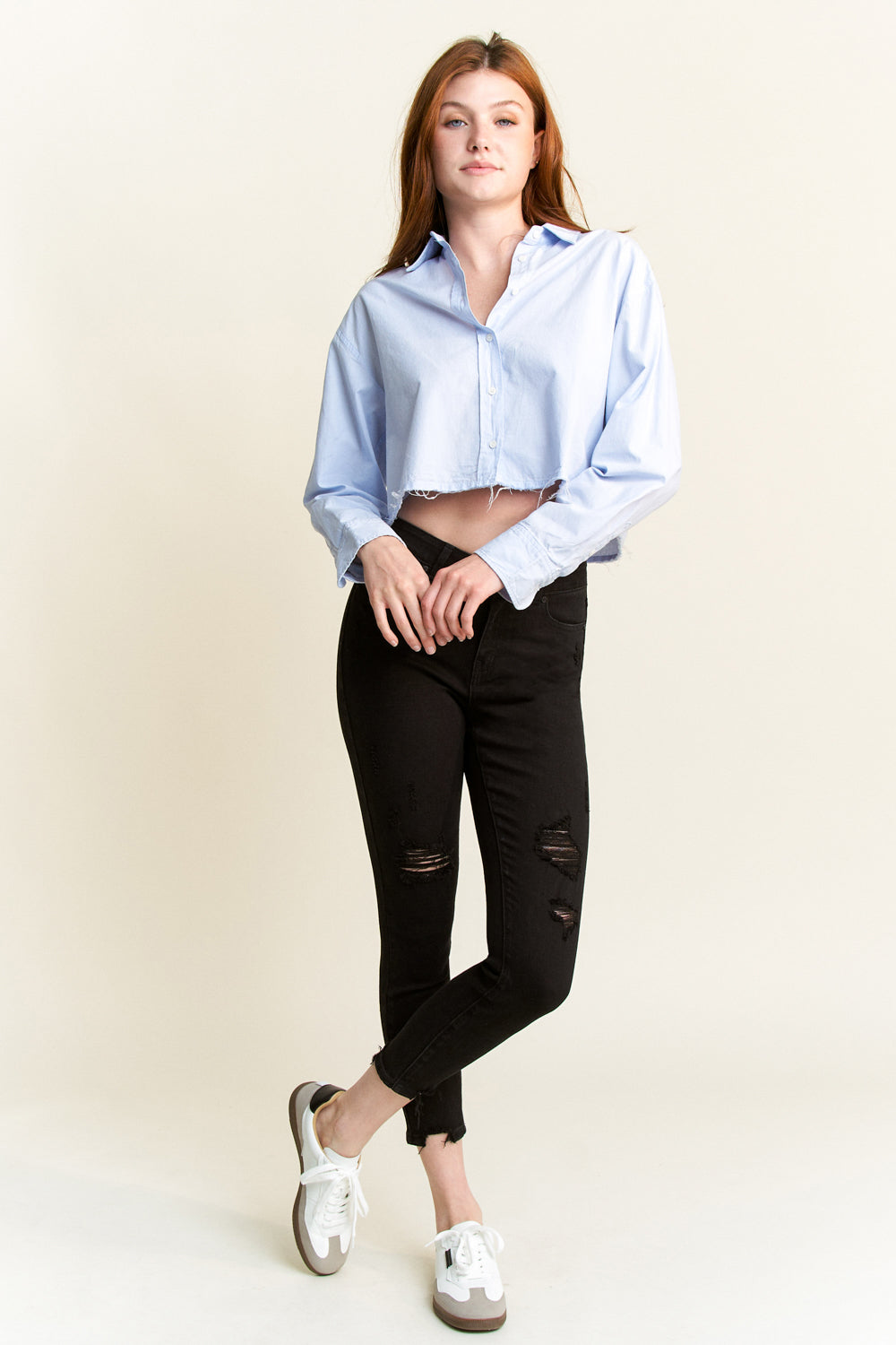 High Rise Distressed Skinny Jeans