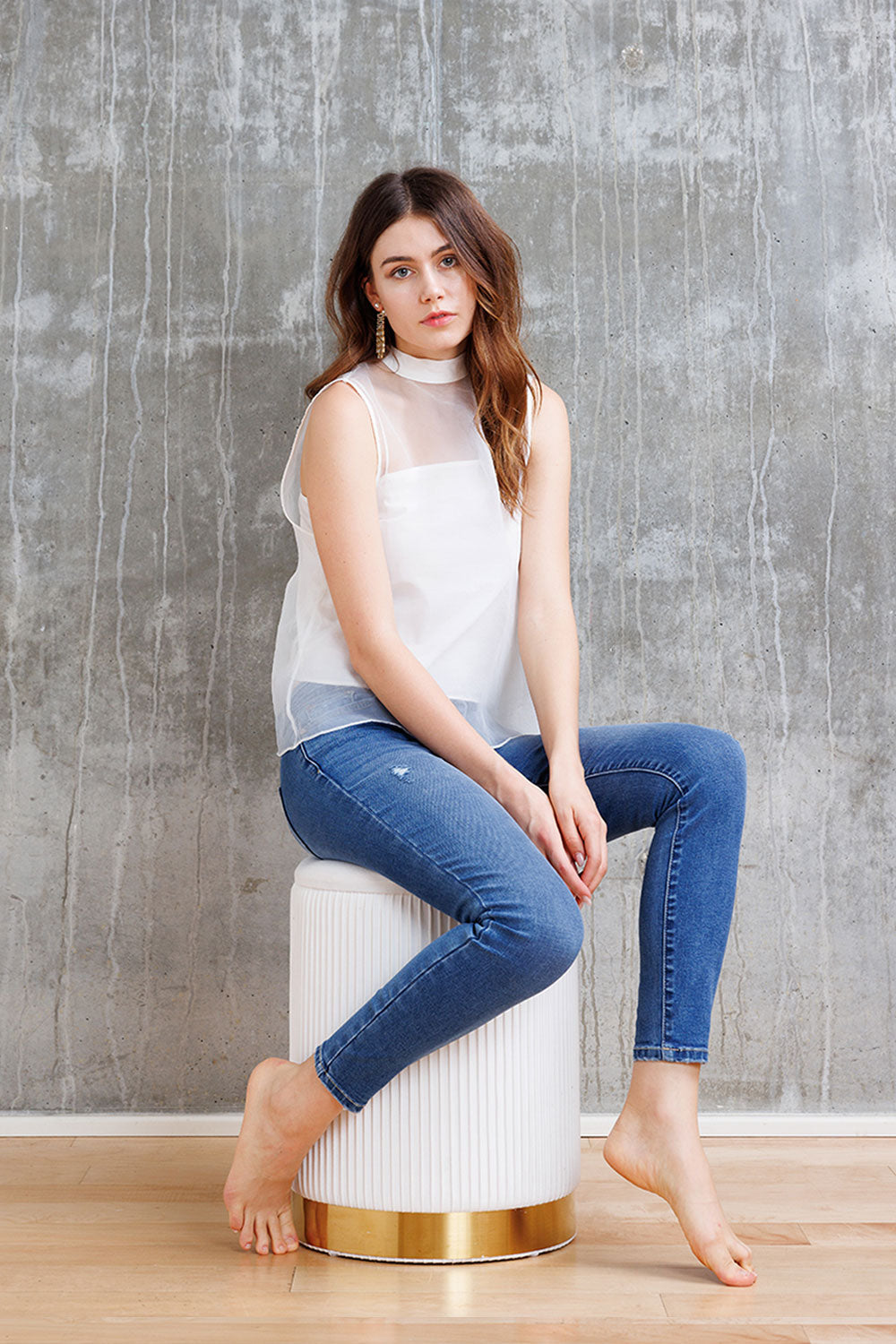 Mid Rise Destructed Ankle Skinny Jeans