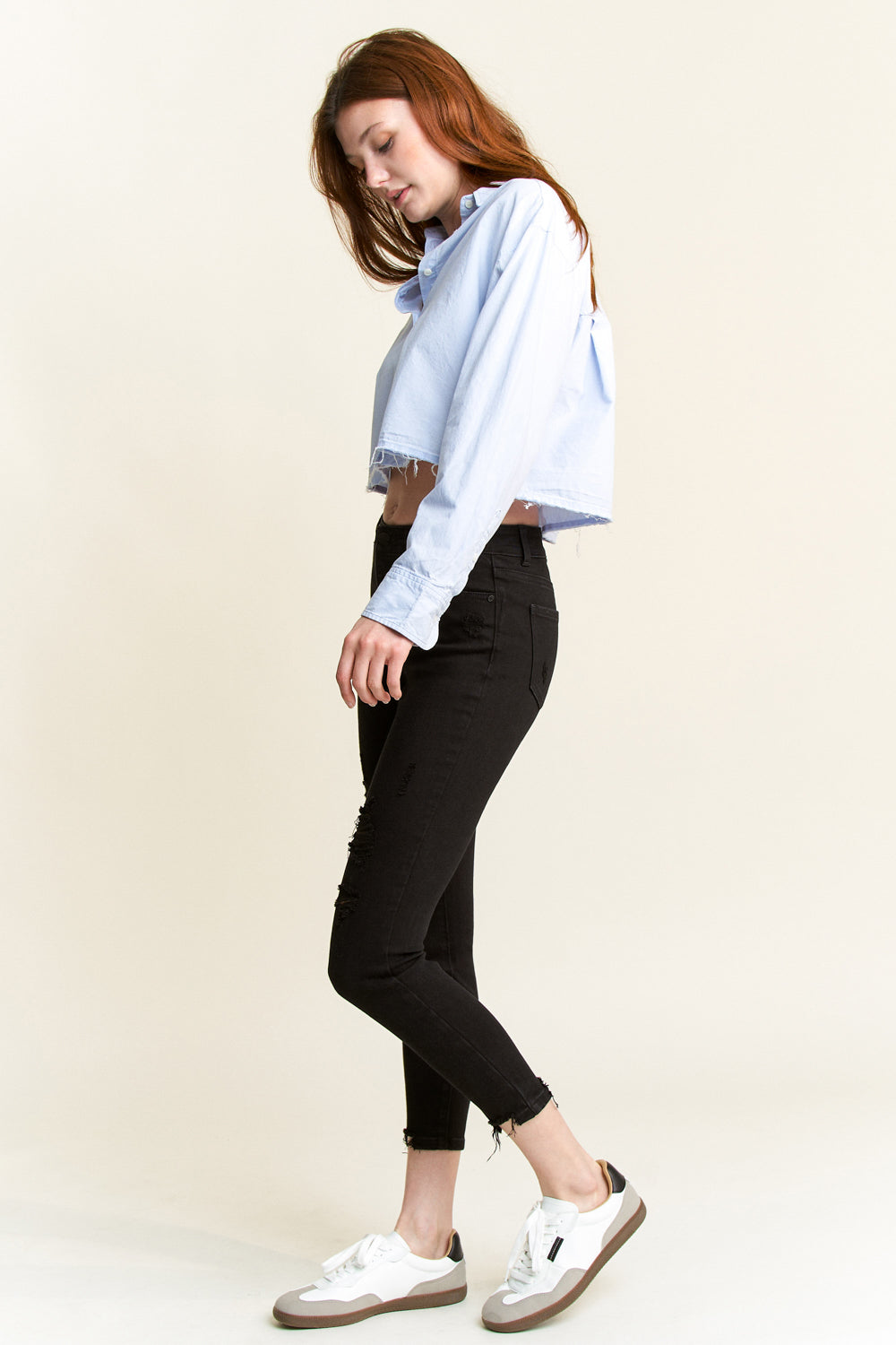 High Rise Distressed Skinny Jeans