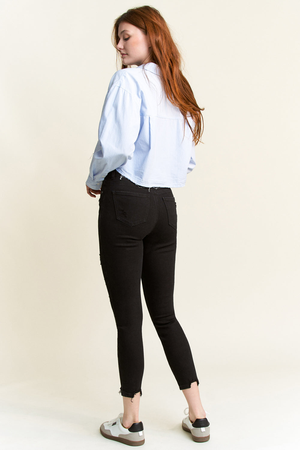 High Rise Distressed Skinny Jeans