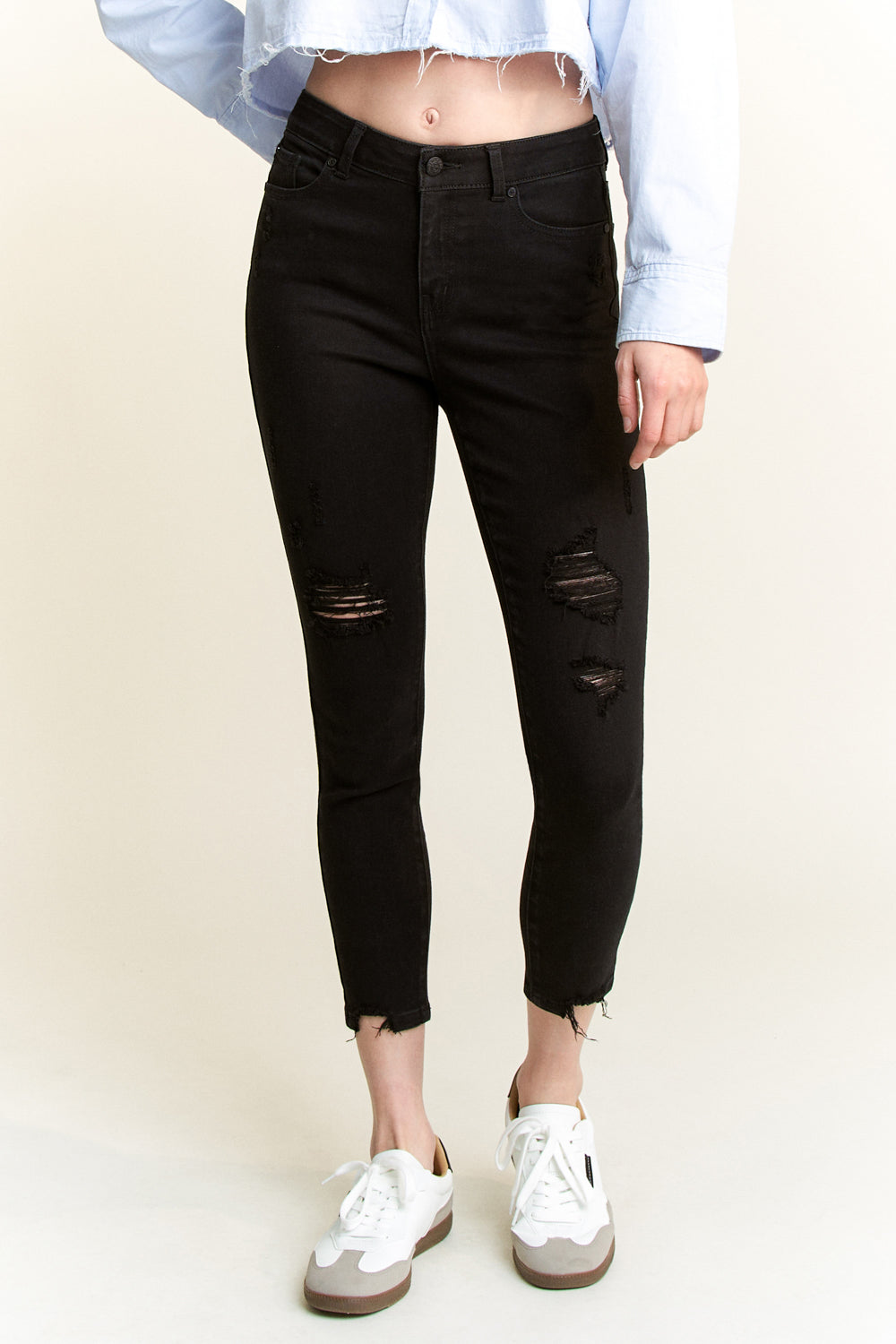 High Rise Distressed Skinny Jeans