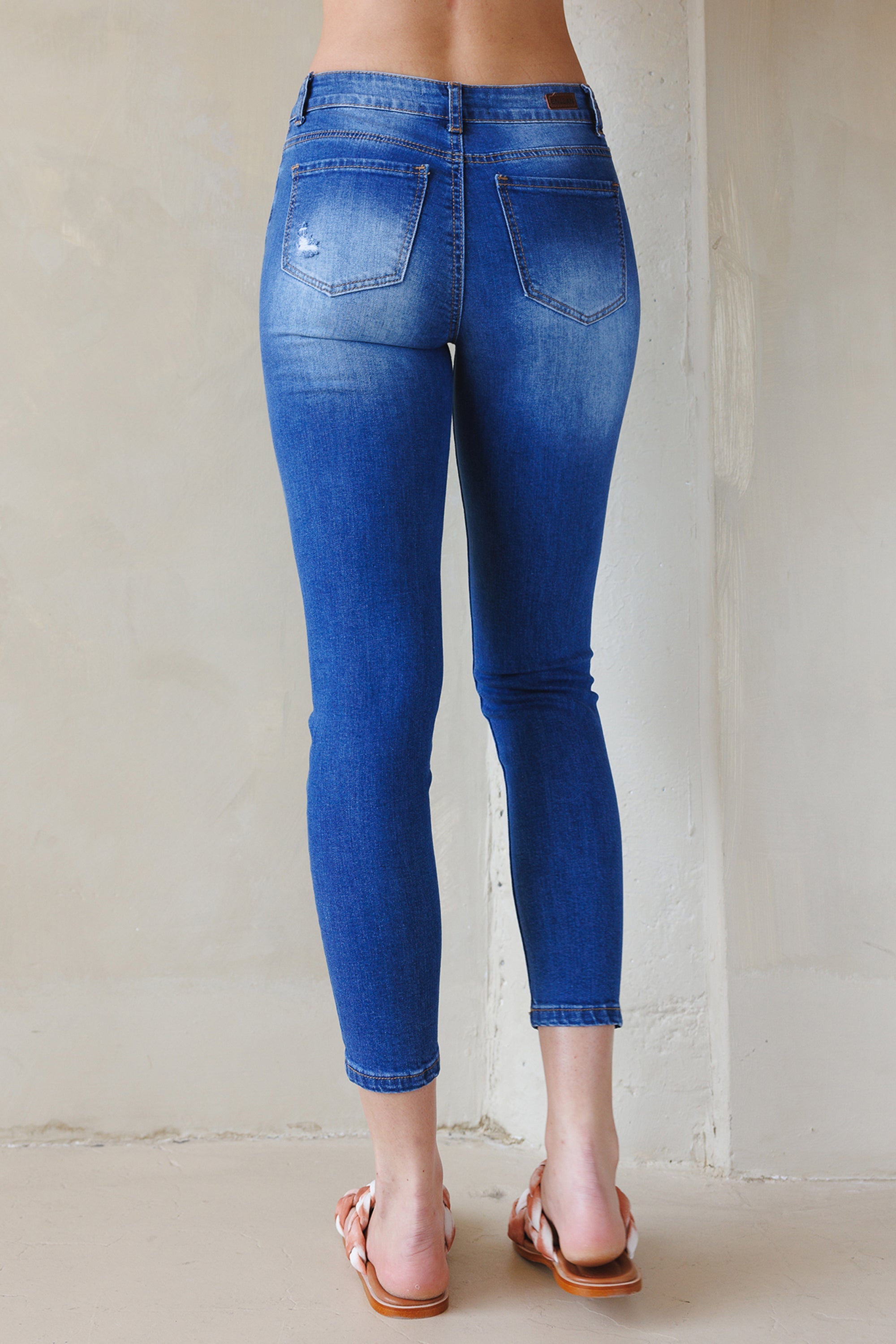 High Rise Destructed Skinny Jeans