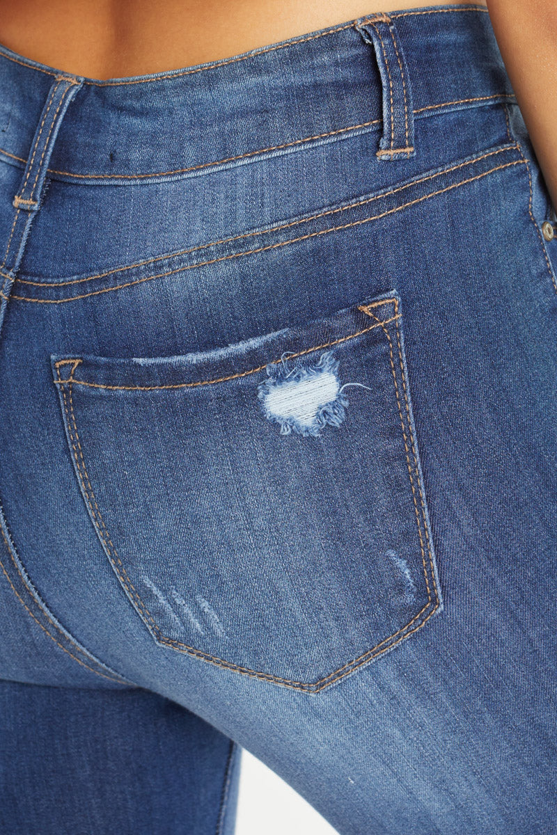 High Rise Destructed Skinny Jeans