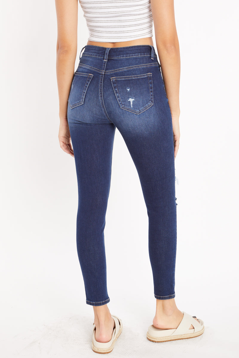 High Rise Destructed Skinny Jeans