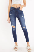 High Rise Destructed Skinny Jeans