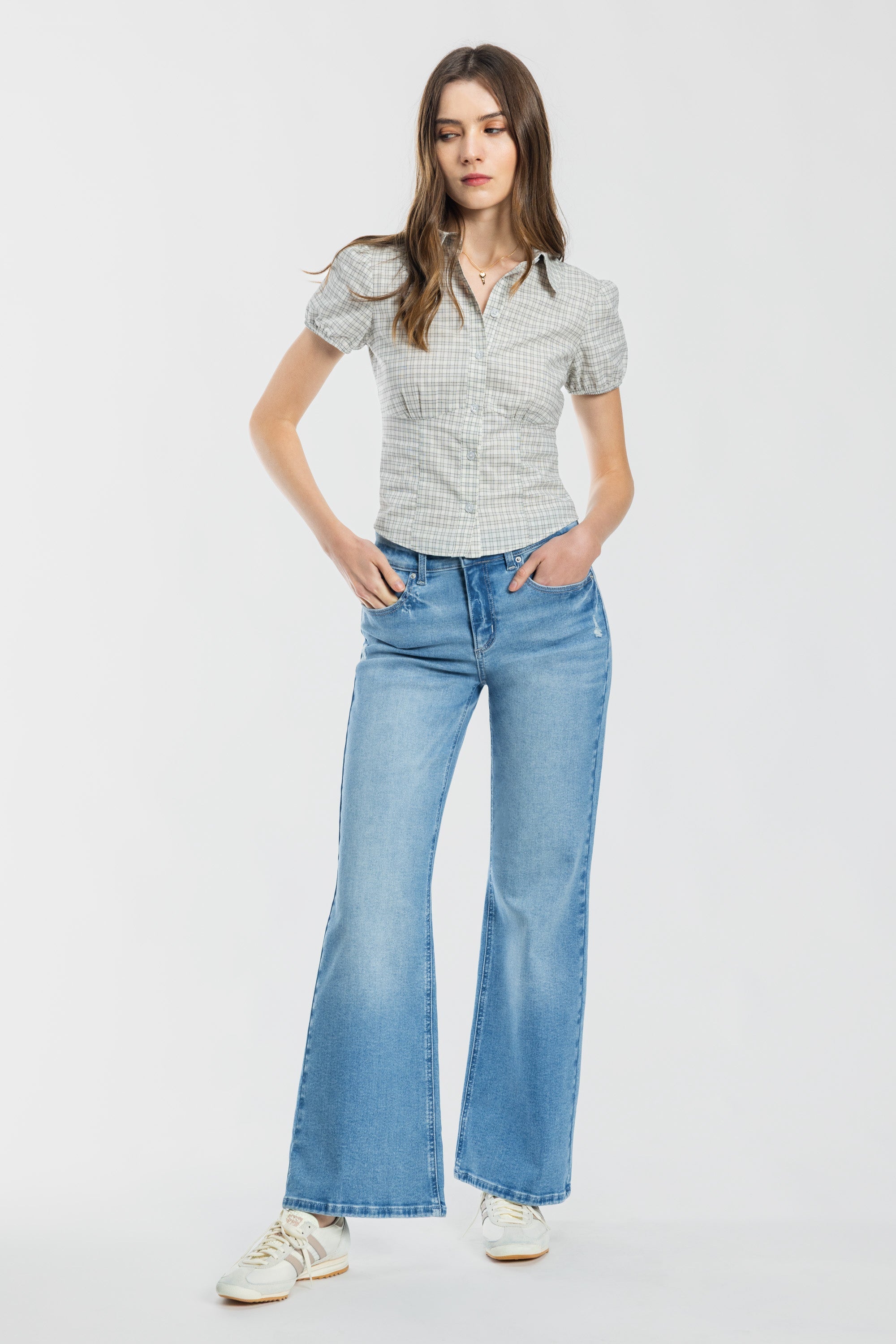 High Rise Destructed Wide Leg