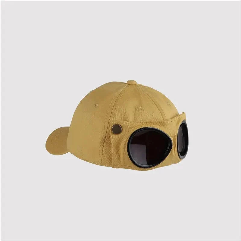 Aviator Baseball Cap – Unisex Summer Hat with Built-In Sunglasses