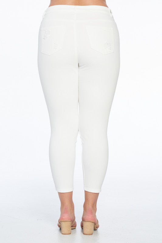 Mid Rise Destructed Ankle Skinny